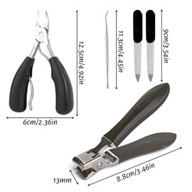Pack of 5 Nail Clippers Set with Nail File, Pliers for Dead Skin and Nail Clippers, Robust Nail Clippers for Seniors Women Men Ultra Sharp Nail Cutter for Thick Hard Nails
