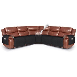 VANSOFY Extra Large Reclining Sectional Couch Covers, Waterproof 5-Piece Sofa Covers for L Shape Sectional Sofa Corner Seater Washable Slipcover for Pets, Dogs(5 Seat Recliner Cover, Black)