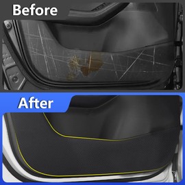 LUNQIN Car Door Anti Kick Pad for Mazda CX-30 CX30 2020 2021 2022 2023 2024 2025 Accessories Carbon Fiber Style Leather Sticker Door Sill Protector Cover Edge Guard Side Mat Interior Decoration Dirty