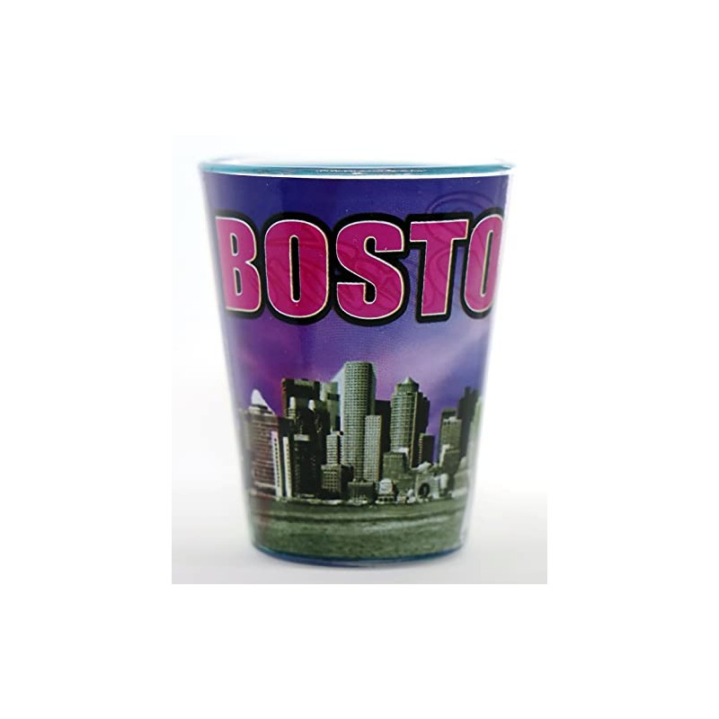 Boston Massachusetts Purple Grey Skyline Outside Blue Skyline Inside Shot