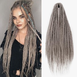 30 Inch Dreadlocks Extensions 20 Strands Grey Dreads Extension Thin 0.6cm Braids In Dreads Synthetic Hippie Double Ended Dreadlock(30",Metallic Ash)