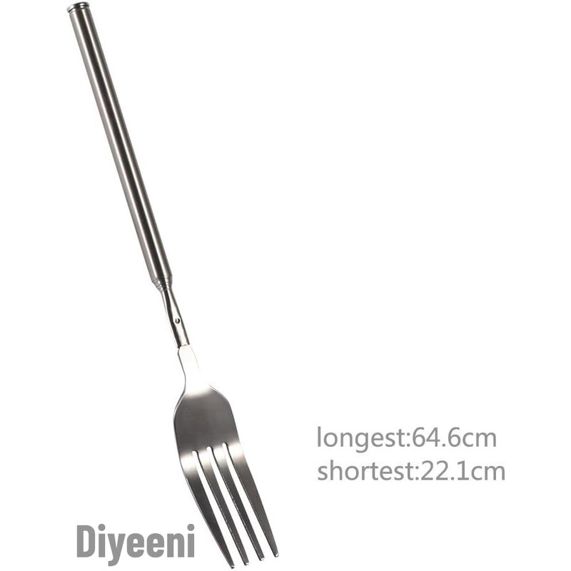 Stainless Steel Dinner Fork,BBQ Telescopic Extendable Dinner Fruit Dessert Long