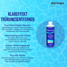PLANTAWA Pool Water Clarifier 500 ml, Super Concentrated Pool Clarifier for Removing Turbidity and Fats, Easy to Dose, for Crystal Clear Water in the Pool