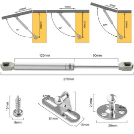 Magsellsky Gas Struts Pack of 2 Gas Springs 100N / 22.5lbf / 10kg for Kitchen Cabinets, Hinges for Toy Boxes, Lifting Support, Lid Holder