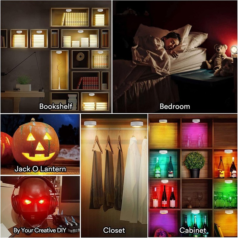 LED Puck Lights with Remote Battery Operated Under Cabinet Lighting