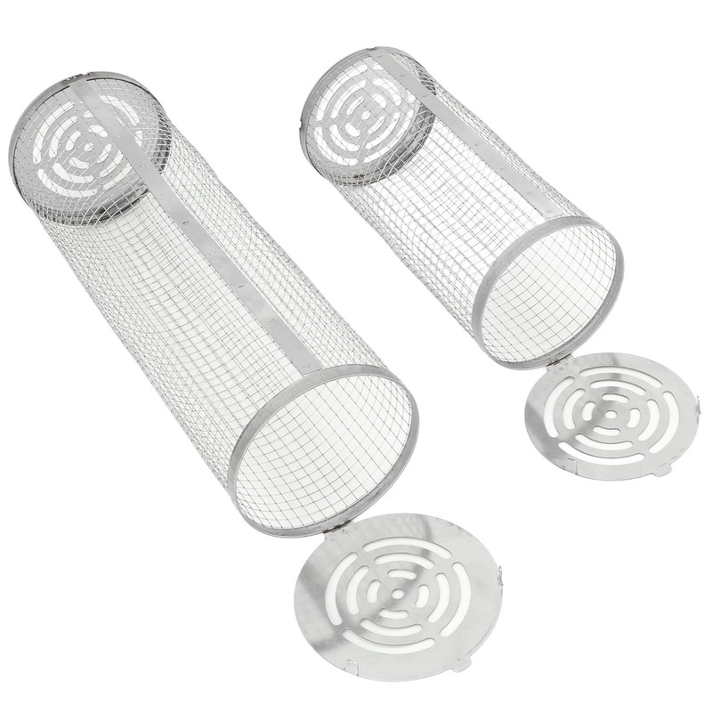 2PCS BBQ Net Tube Stainless Steel Barbecue Grill Basket Rolling