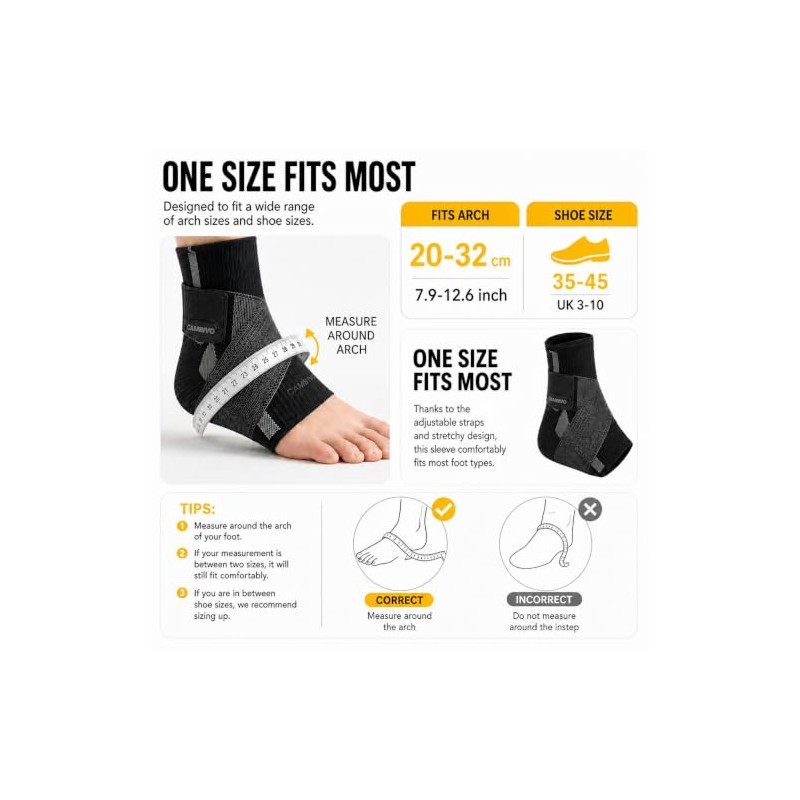 CAMBIVO 2 Pack Ankle Support Brace, Plantar Fasciitis Support