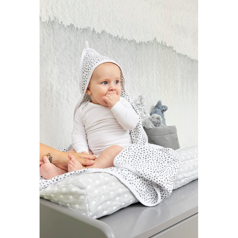 Meyco Baby Hooded Towel Cheetah Plain Grey 80 x 80