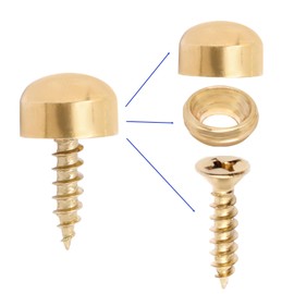 BENLIUDH Mirror Screw 16 Pack, Pure Brass Self-Tapping Screws with Decorative Caps Cover (Brass,9mm)