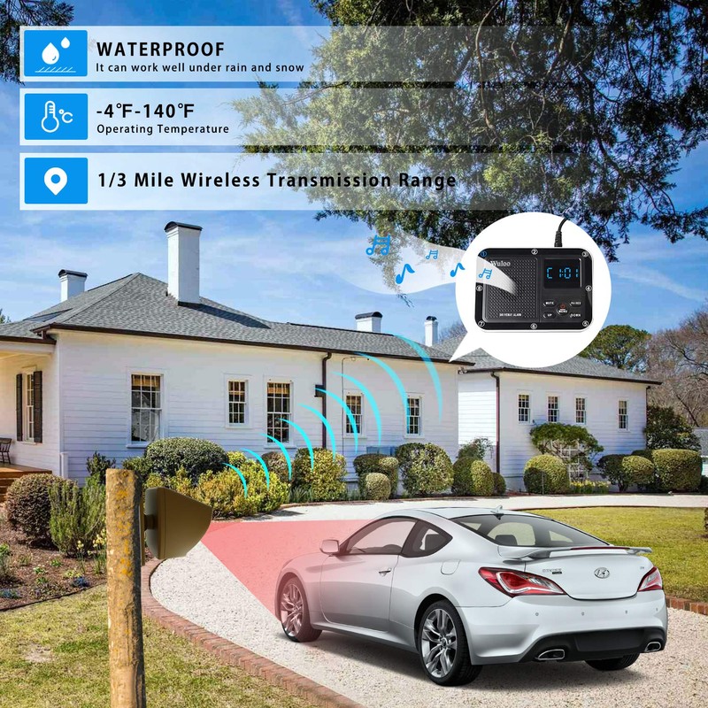 Wireless Driveway Alarm 1800 Feet Long Range Motion Sensor Alert
