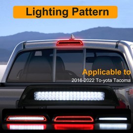 autboom LED 3rd Thrid Brake Light Assembly Compatible with 2016-2023 To-yota Tacoma Limited SR SR5 TRD Off-Road Pro Sport Accessories Rear Cargo Light High Mount Stop Lamp