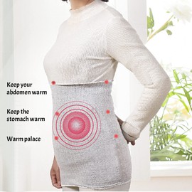 JIAHG Women's Men's Elastic Kidney Warmer Abdominal Warmer Heat Belt Soft Thick Cotton Back Warmer Body Warmer Waist Hip Warmer Winter Belly Waist Support Protector Belt Band, lightgrey