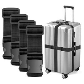 Ninmaofly 4 Pcs Luggage Straps, Adjustable Suitcase Straps, Heavy Duty Luggage Straps for Suitcase, Thickened Suitcases Strap Suitcase Belts, Travelling Luggage Accessories (Black)