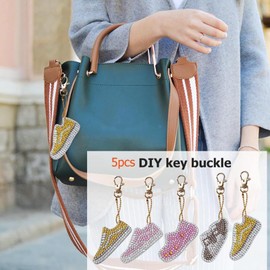 FAMKIT 5 Pack DIY Diamond Painting Keychain Kit Shoes Shape Full Drill Diamond Painting Pendant Bag Decor