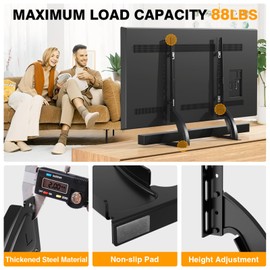 TAVR Universal Table Top TV Stand Base TV Legs for Most 22 32 37 40 42 47 50 55 65 LCD LED Plasma Flat Screen TVs, Height Adjustable Leg TV Replacement Stand, Holds up to 88 lbs, Max VESA 800x500 mm