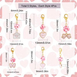 SUNNYCLUE 1 Box 20Pcs Stitch Marker Charms Pink Stitch Markers Crochet Cute Removable Butterfly Heart Lobster Clasp Charm Locking Metal Knitting Markers for Weaving Sewing Knit Quilting Zipper Pull