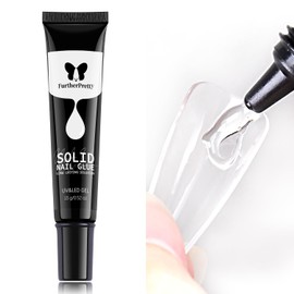 Furtherpretty Solid Nail Glue Gel, 15ml Gel Glue for Nails Super Strong Adhesive for Acrylic Extension Fake Nails Press On Nails, UV Lamp Curing Needed pegamento para uñas