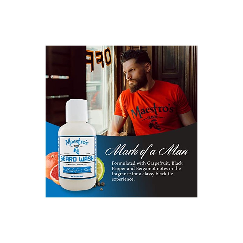 Maestro's Classic Mark of a Man Beard Wash, 8 Ounce
