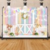 Chloroplastid Colorful Easter Backdrop with Spring Flowers, Easter Bunny Rabbits,
