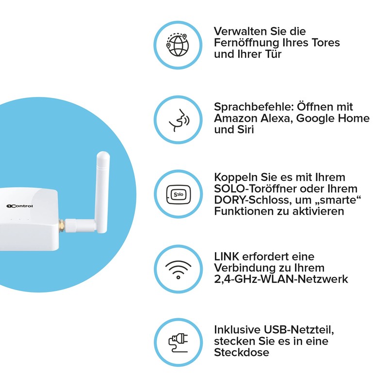 1Control LINK Wi-Fi Accessories Remote Opening and Voice Commands, Compatible