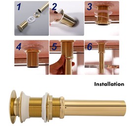 Zunate G1 1/4Inch Brass Pop Up Drain,Sink Pop Up Stopper Pop Up Sink Drain Assembly Pop Up Drain Pop Up Waste Non-Overflow Bathroom Accessories to Avoid Flood in the Bathroom or Kitchen(gold)