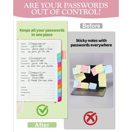 hi!SCI Password Keeper Book with Colorful Alphabetical Tabs, Hardcover Password Log-book for Internet Password and Website Address, 5.8"×8.4" Password Notebook for Home Office (Pink)