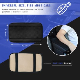 Ziciner Leather Car Center Console Cushion Pad, Auto Waterproof Armrest Seat Box Protector, Automotive Interior Decor Accessories Protection Universal for Most Vehicles, SUV, Truck (Black-A)