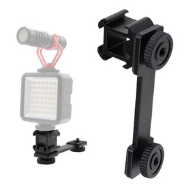 EMSea Cold Shoe Mount Adapter Triple Cold Shoe Extension Bar with 1/4inch Screws Black Aluminum Alloy Sport Cameras Monitors DSLRs Stabilizer