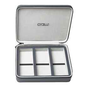 OYOBox Eyewear Travel Case, Luxury 3-Slot Organizer for Multiple Glasses and Sunglasses (Navy Blue)