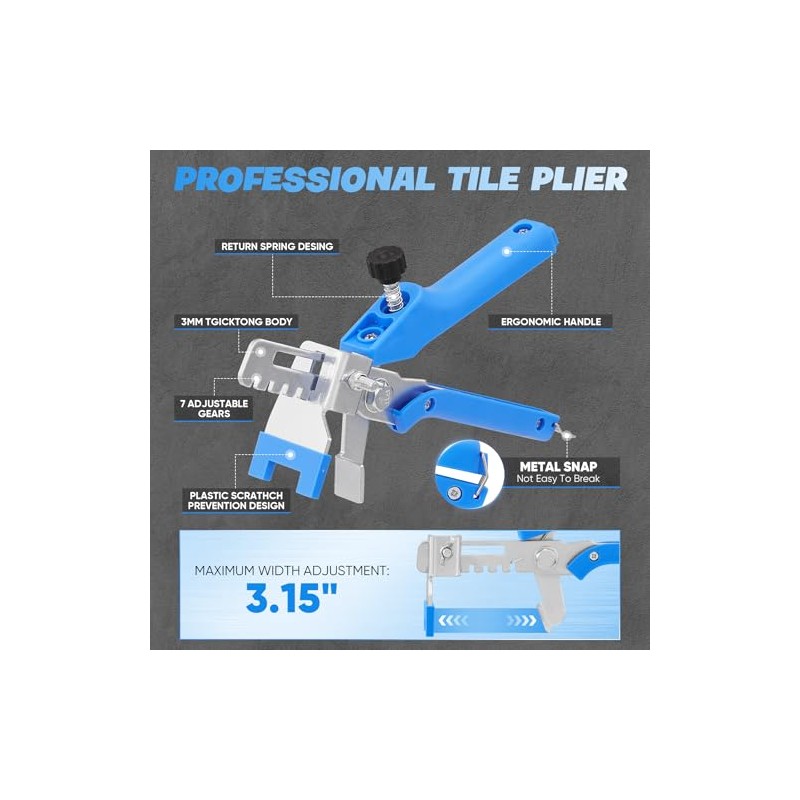 Saker Tile Leveling System 1/16 Inch with Tile Plier, 500pcs