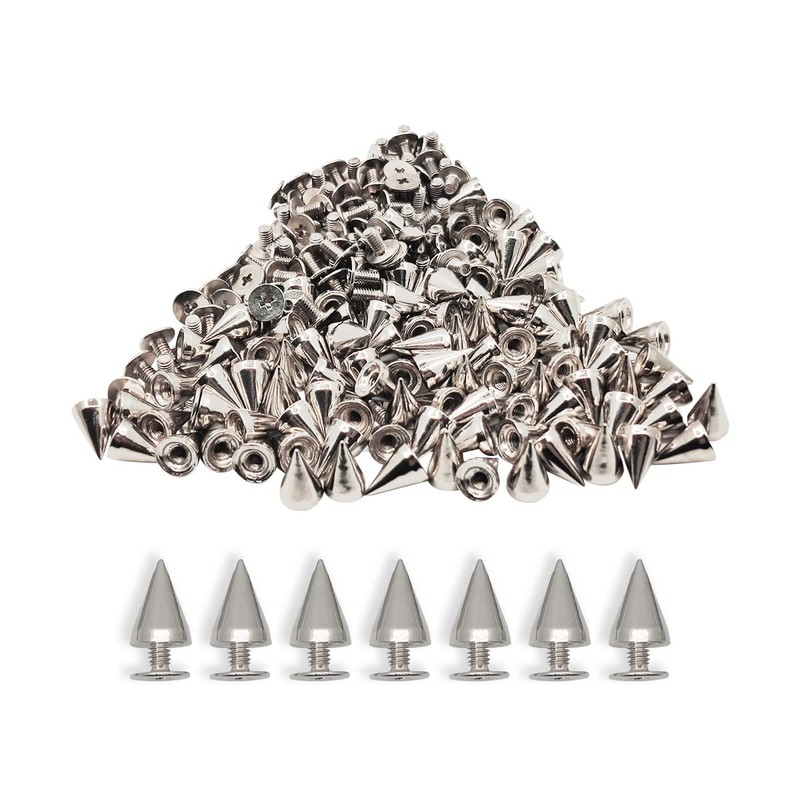 zhuohai 100 Pairs Cone Spikes Screwback Studs, Cone Silver Studs