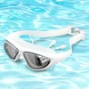 Wide Mirrored Swimming Goggles with Integrated Earplugs (White) / Restocked 1361485 White