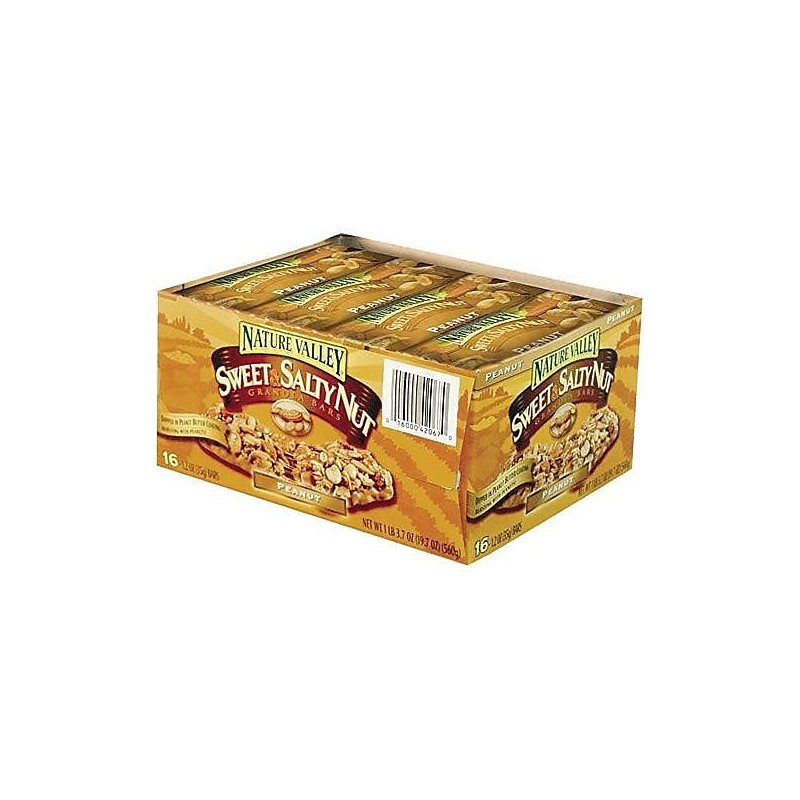 Nature Valley SN42067 Nut Granola Bars, Sweet/Salty, 1.2oz, 16/BX, Peanut