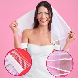 eBoutik - Large Bride to Be Party Set Bundle - White & Gold Sash, Veil, Bride to be Gold Photo Background Bunting, Leg Garter, Badge - Fun Novelty Hen Do Accessories for Hen Parties