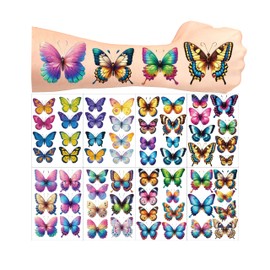 8Sheet - 110PCS Butterfly Temporary Tattoos for Kids – Cartoon Fake Tattoos Stickers for Birthday Party Favors, Gifts, DIY Decoration & Fun Activities – Waterproof & Skin-Safe