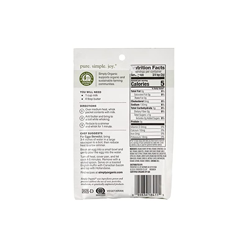 Simply Organic Organic Hollandaise Sauce Mix, 0.74 OZ