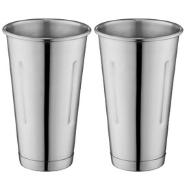 Metal Magery Stainless Steel Milkshake Cups Immersion Hand Blender Malt Cup 30 oz Set of 2