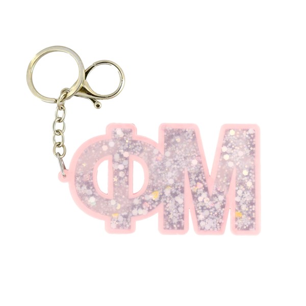 Phi Mu Glitter Sorority Keychain