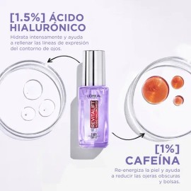 L'Oréal Paris Revitalift Sérum para Ojos con Ácido Hialurónico y Cafeína, Disminuye Bolsas y Ojeras