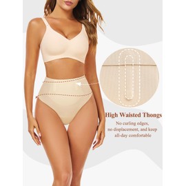 Seamless Thongs for Women High Waisted Underwear No Show Thong Comfortable Stretch Panties