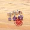 Purple Cubic Zirconia Studs Sterling Silver Earrings, 3 mm Amethyst