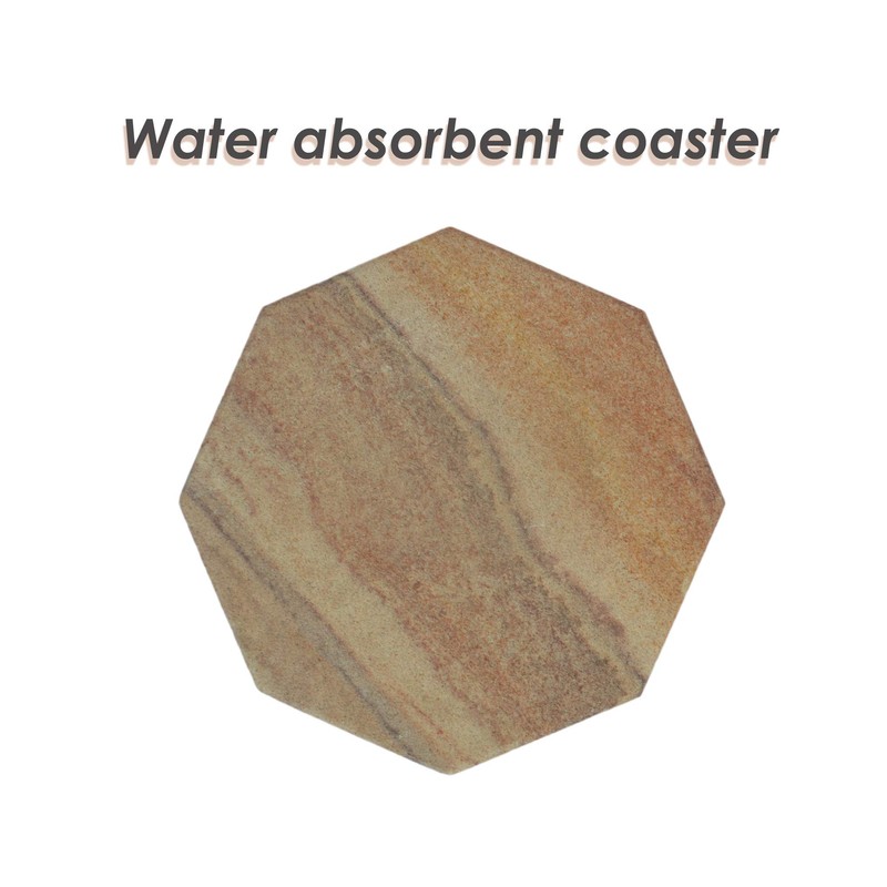 Marbco Sandstone Water Absorbent Hand Crafted Octagon Coasters for Drinks-