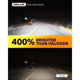 OXILAM H15 Daytime Running Light Bulb, 6500K Cool White 400% Brightness Halogen Replacement Bulbs, Plug and Play H15 Fog Light Bulbs, Pack of 2