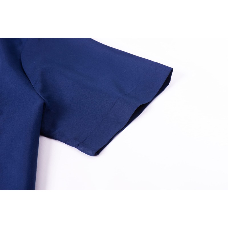 Men's Guayabera Shirts Short Sleeve Casual Snap Shirts(Navy 2XL)