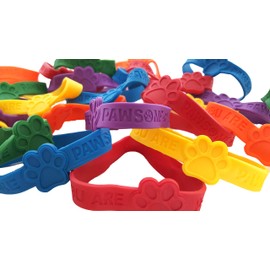 Dondor Paw Print Rubber Bracelets, 'You are Pawsome' Rubber Bracelet Party Favors (YOU ARE PAWSOME - 24 Pack)