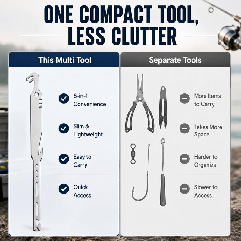 6-in-1 Stainless Steel Fishing Multi Tool Hook Remover and Knot