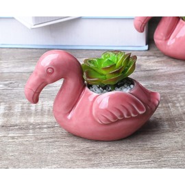 Youfui Cute Animal Succulent Planter Flower Pot Decor for Home Office Desk (Flamingos)