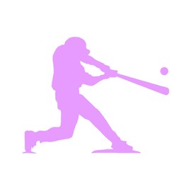 Baseball Player at Bat V1 Vinyl Decal by StickerDad® - Size: 3.5", Color: Lilac- Windows, Walls, Bumpers, Laptop, Lockers, etc.