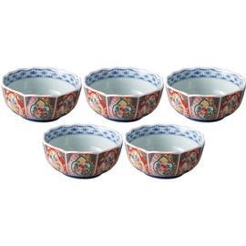Setomonohonpo 5 Piece Set Brocade Peony Flower Shaped Small Bowl, Arita Ware 3.8 x 1.8 inches (9.6 x 4.5 cm)