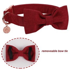 DOGWONG Dog Collar with Removable Bow Tie, Christmas Red Pet Collar Dog Bow Tie Gift for Girls or Boys Dogs, Comfortable Adjustable Dog Collar for Small Medium Dogs